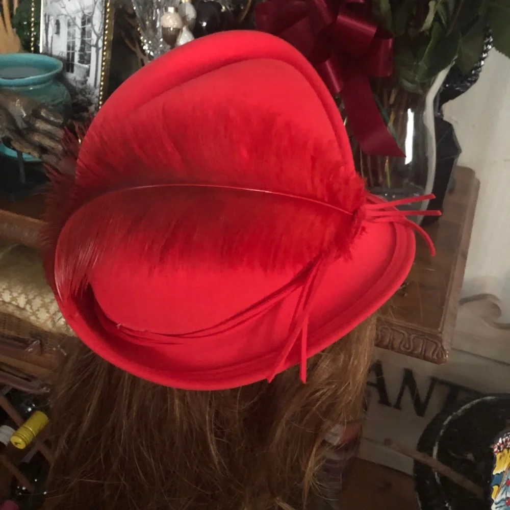 Vintage Red Wool Hat ~ MR. JOHN CLASSIC - Picture 11 of 14